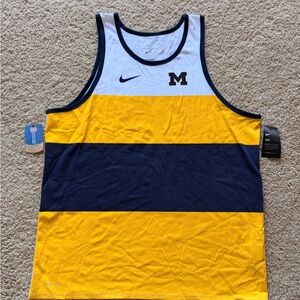 Nike Men's Michigan State Striped Yellow and Blue Tank Top